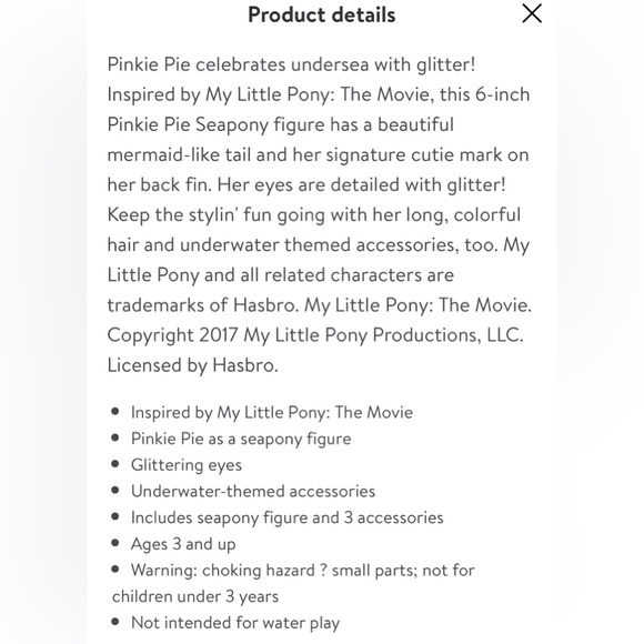 SOLD - My Little Pony: The Movie Glitter & Style Seapony Pinkie Pie - Picture 6 of 6